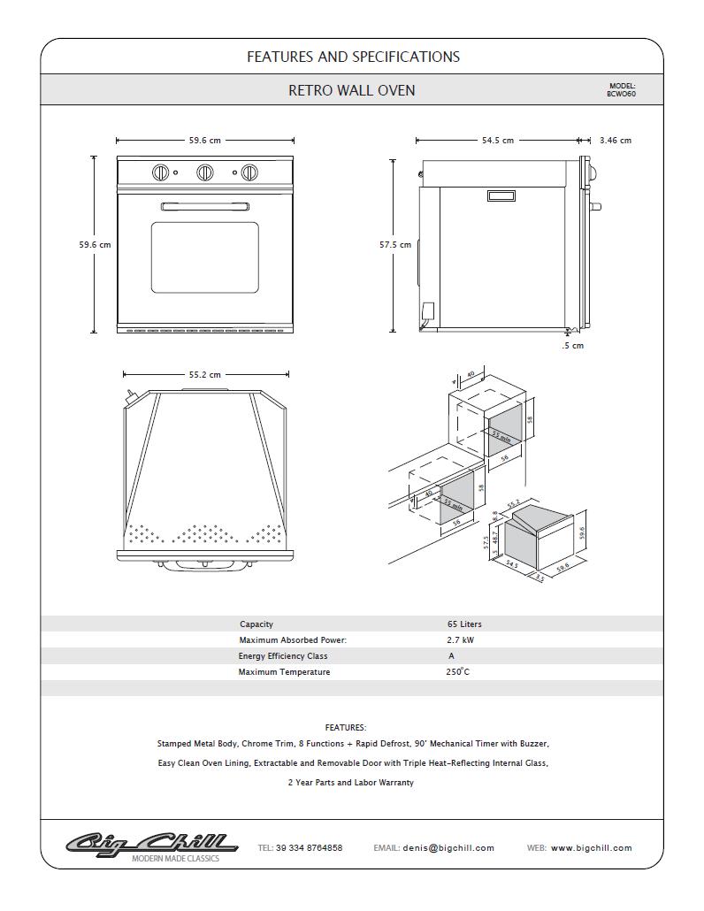 Euro-electric-wall-oven-line-drawing